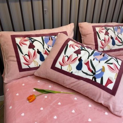 91家纺网 家纺一手货源 找家纺 三朵2020新款大版牛奶绒枕套/对 印象派