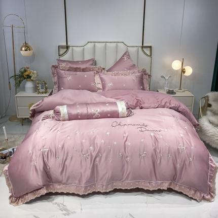 91家纺网 家纺一手货源 找家纺 （总）博纳60s水洗真丝13372喷气全棉刺绣四件套-凯莉丝