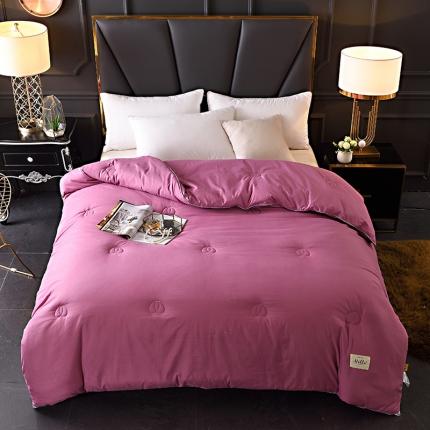 91家纺网 家纺一手货源 找家纺 德芙2020新款纯色整张棉高密磨毛亲肤被 丁香紫