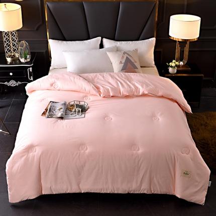 91家纺网 家纺一手货源 找家纺 德芙2020新款纯色整张棉高密磨毛亲肤被 粉玉色