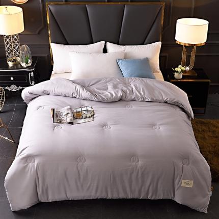 91家纺网 家纺一手货源 找家纺 德芙2020新款纯色整张棉高密磨毛亲肤被 浅灰