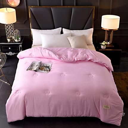 91家纺网 家纺一手货源 找家纺 德芙2020新款纯色整张棉高密磨毛亲肤被 少女粉