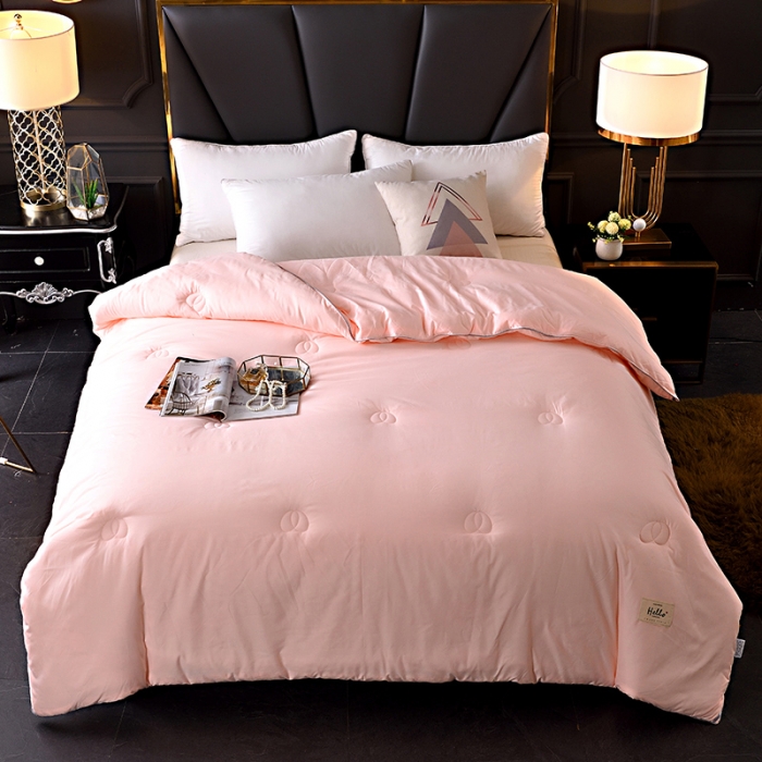 91家纺网 家纺一手货源 找家纺 德芙2020新款纯色整张棉高密磨毛亲肤被 粉玉色