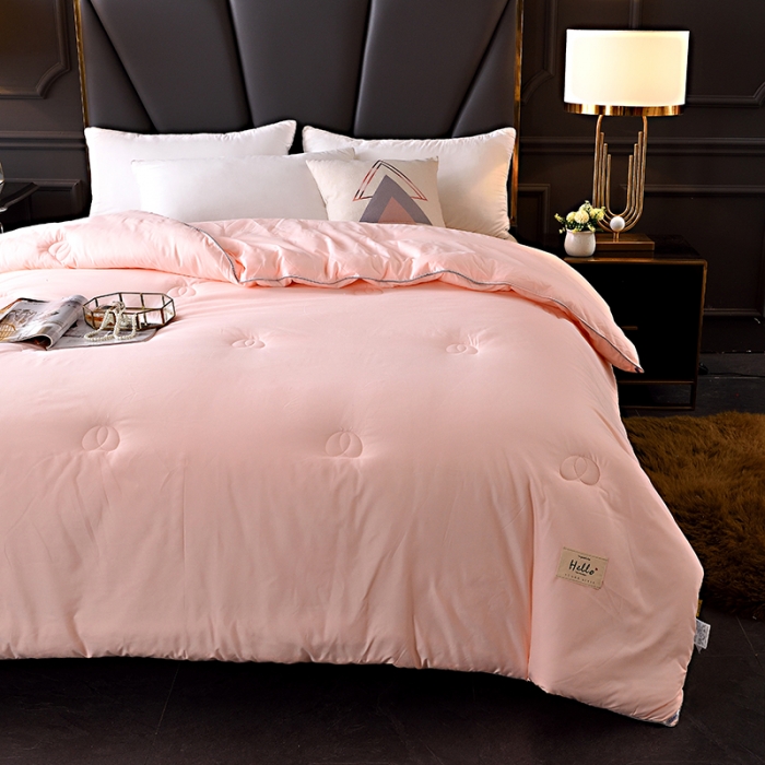 91家纺网 家纺一手货源 找家纺 德芙2020新款纯色整张棉高密磨毛亲肤被 粉玉色