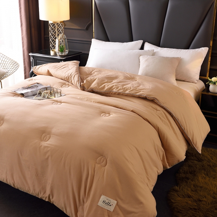 91家纺网 家纺一手货源 找家纺 德芙2020新款纯色整张棉高密磨毛亲肤被 古金色