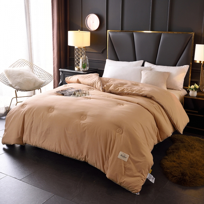91家纺网 家纺一手货源 找家纺 德芙2020新款纯色整张棉高密磨毛亲肤被 古金色