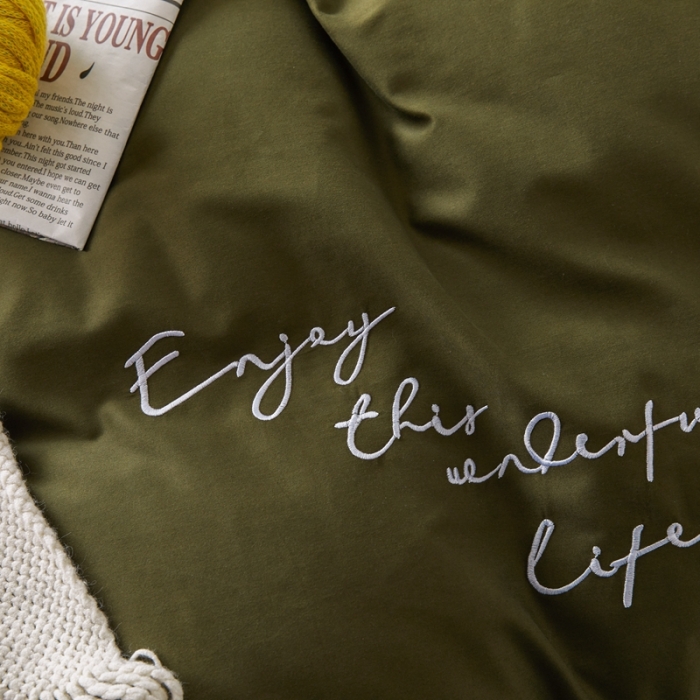 91家纺网 家纺一手货源 找家纺 优然居2020新款100支婴儿暖绒棉轻奢风刺绣四件套 霜绿复古色