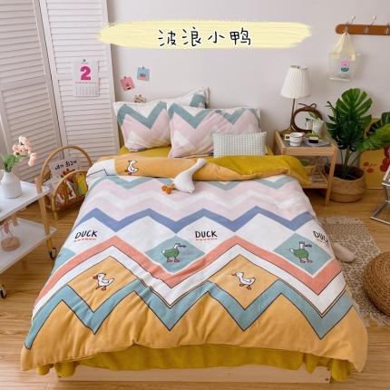 91家纺网 家纺一手货源 找家纺 （总）星期八 2020新款秋冬加厚保暖牛奶绒四件套