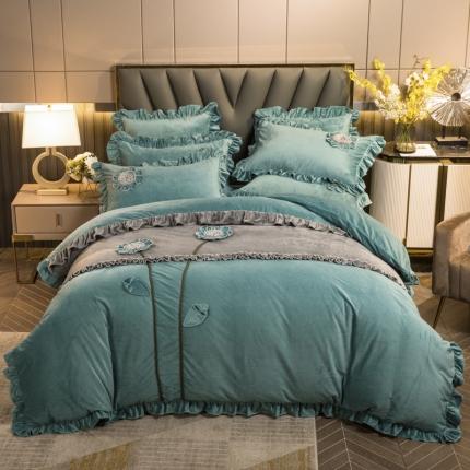 91家纺网 家纺一手货源 找家纺 （总）兴美佳 新款贵妃绒手工盘花四件套