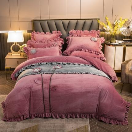 91家纺网 家纺一手货源 找家纺 （总）兴美佳 新款贵妃绒手工盘花四件套