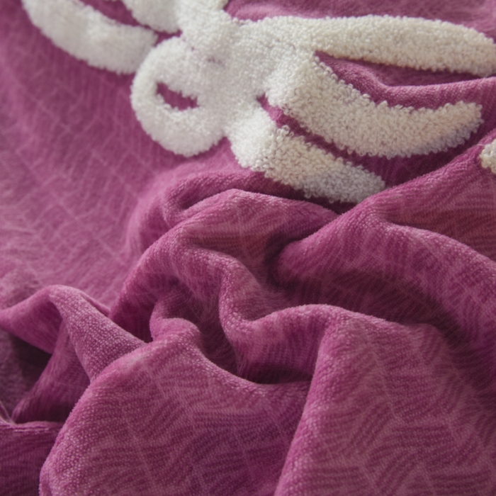 91家纺网 家纺一手货源 找家纺 兴美佳新款日式简约小清新提花牛奶绒四件套唯爱-胭脂粉