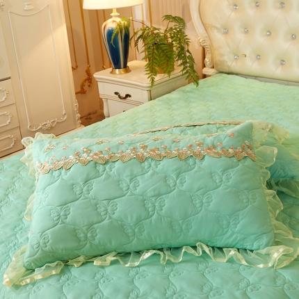 91家纺网 家纺一手货源 找家纺 瑞宝 2025新款夹棉加厚磨毛床裙梦恋系列单枕套 嫩绿