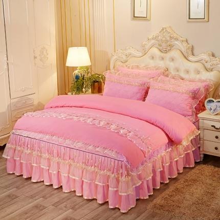 瑞宝 2025新款夹棉加厚磨毛床裙梦恋系列单被套 粉