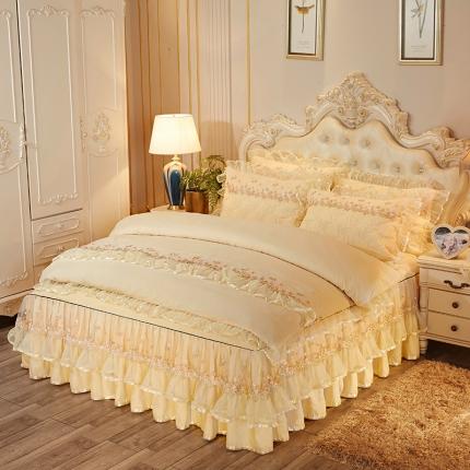 瑞宝 2025新款夹棉加厚磨毛床裙梦恋系列单被套 米白