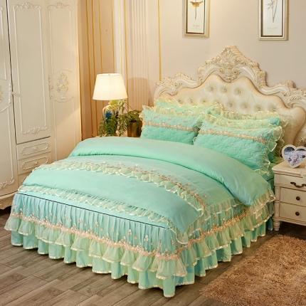 瑞宝 2025新款夹棉加厚磨毛床裙梦恋系列单被套 嫩绿