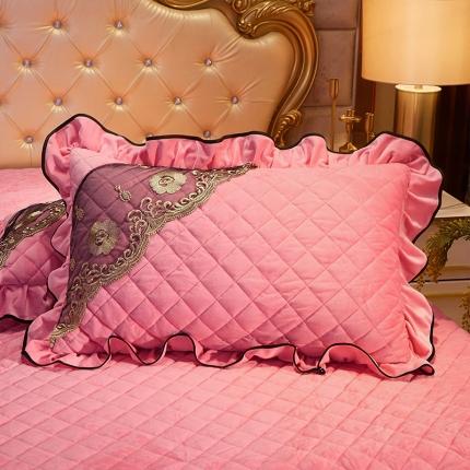 91家纺网 家纺一手货源 找家纺 瑞宝 2025新款水晶绒夹棉米拉花园系列一对枕套 舒雅玉