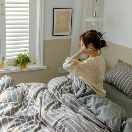 91家纺网 家纺一手货源 找家纺 （总）华超针织 2021新款针织条纹四件套