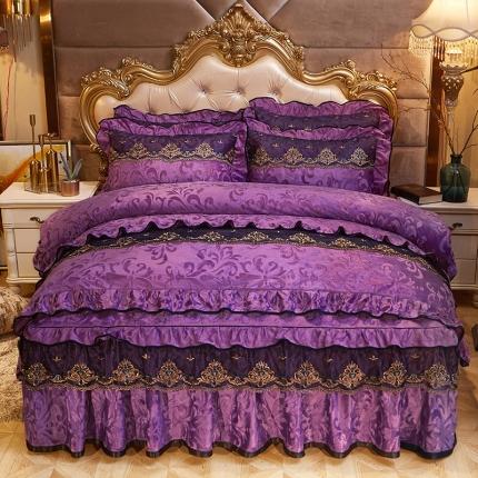 91家纺网 家纺一手货源 找家纺 瑞宝 2025新款天鹅绒压花臻美系列床裙四件套粉玉