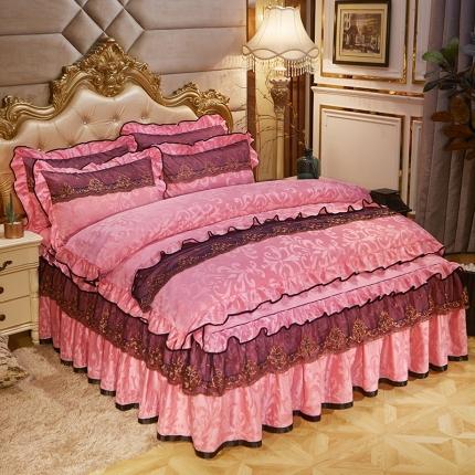 91家纺网 家纺一手货源 找家纺 （总）瑞宝 2025新款天鹅绒压花床裙花颜系列单被套