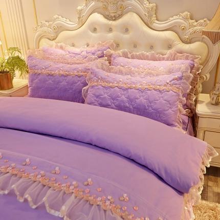 瑞宝 2025新款夹棉加厚磨毛床裙梦恋系列单被套 浅紫