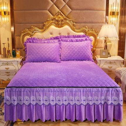 91家纺网 家纺一手货源 找家纺 （总）情恒2025新款夹棉水晶绒可拆卸床裙三件套金碧辉煌系列