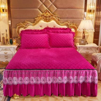 91家纺网 家纺一手货源 找家纺 （总）情恒2025新款夹棉水晶绒可拆卸床裙三件套金碧辉煌系列