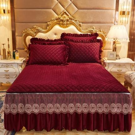 91家纺网 家纺一手货源 找家纺 （总）情恒2025新款夹棉水晶绒可拆卸床裙三件套金碧辉煌系列