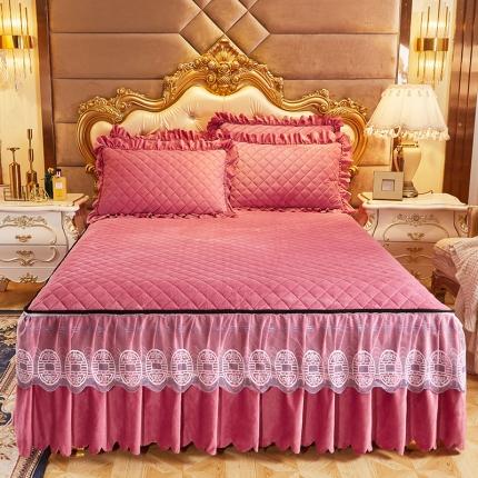 91家纺网 家纺一手货源 找家纺 （总）情恒2025新款夹棉水晶绒可拆卸床裙三件套金碧辉煌系列