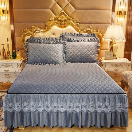 91家纺网 家纺一手货源 找家纺 （总）情恒2025新款夹棉水晶绒可拆卸床裙三件套金碧辉煌系列