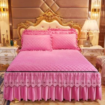 91家纺网 家纺一手货源 找家纺 （总）情恒2025新款夹棉水晶绒可拆卸床裙三件套金碧辉煌系列