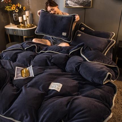 91家纺网 家纺一手货源 找家纺 （总）印季2023新款纯色包边加厚牛奶绒宝宝绒四件套