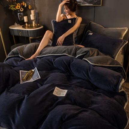 91家纺网 家纺一手货源 找家纺 （总）印季2023新款纯色包边加厚牛奶绒宝宝绒四件套