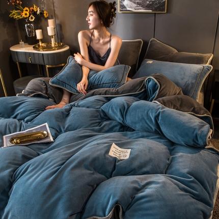 91家纺网 家纺一手货源 找家纺 （总）印季2023新款纯色包边加厚牛奶绒宝宝绒四件套