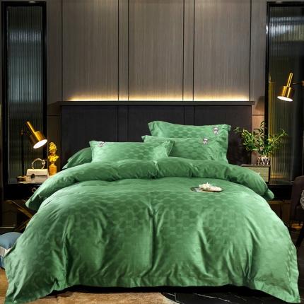 91家纺网 家纺一手货源 找家纺 娇逸 2020新款100支澳棉提花刺绣款四件套 翡翠绿