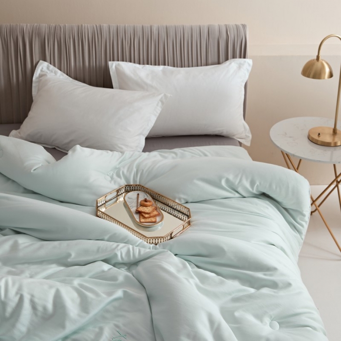 91家纺网 家纺一手货源 找家纺 本兮2020新款60S抗菌雪绒绵大豆被子被芯 松石绿