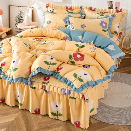 91家纺网 家纺一手货源 找家纺 （总）纽缦 2020新款加厚磨毛夹棉床裙款四件套