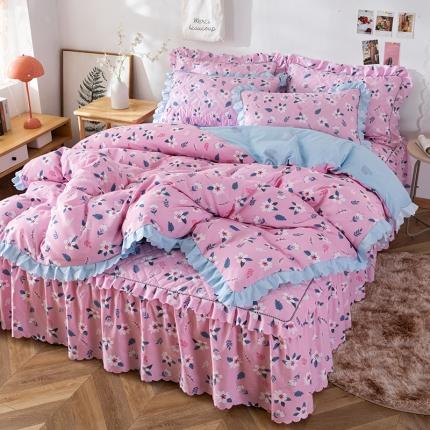 91家纺网 家纺一手货源 找家纺 （总）纽缦 2020新款加厚磨毛夹棉床裙款四件套