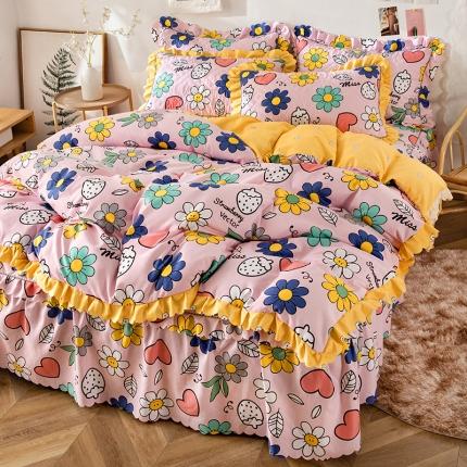 91家纺网 家纺一手货源 找家纺 （总）纽缦 2020新款加厚磨毛夹棉床裙款四件套