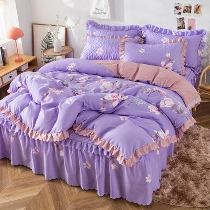 91家纺网 家纺一手货源 找家纺 （总）纽缦 2020新款加厚磨毛夹棉床裙款四件套