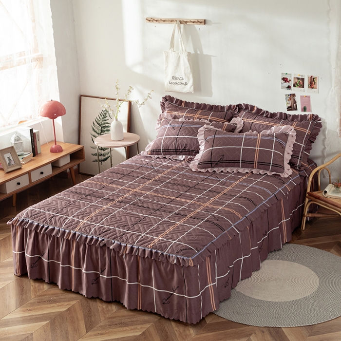 91家纺网 家纺一手货源 找家纺 纽缦 2020新款加厚磨毛夹棉床裙款四件套 随想