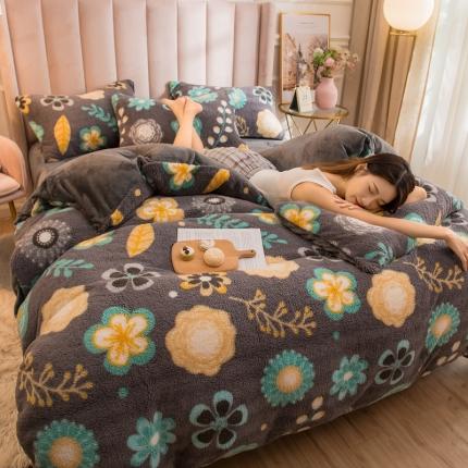 91家纺网 家纺一手货源 找家纺 （总）印季2024新款加密羊羔绒印花四件套水晶绒法莱绒四件套