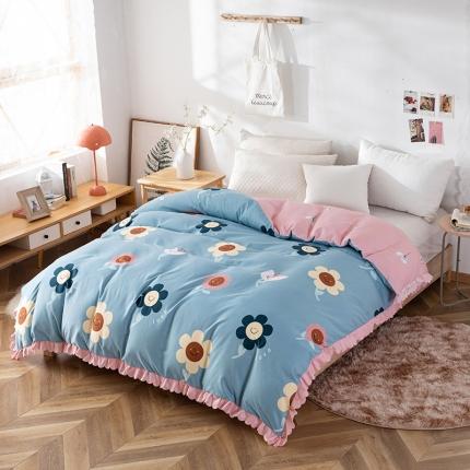 91家纺网 家纺一手货源 找家纺 纽缦 2020新款加厚磨毛单被套 楚楚花颜蓝