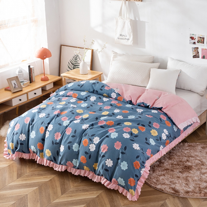 91家纺网 家纺一手货源 找家纺 纽缦 2020新款加厚磨毛单被套 豆蔻年华蓝