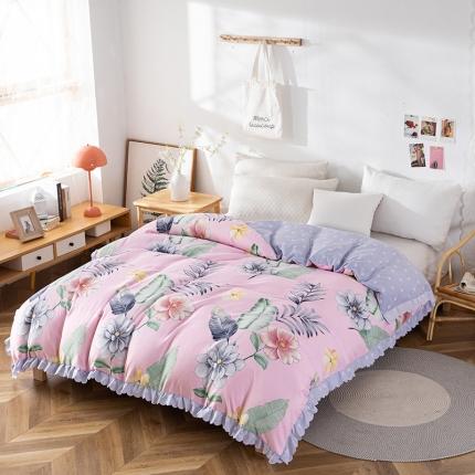 纽缦 2020新款加厚磨毛单被套 梦幻花田粉