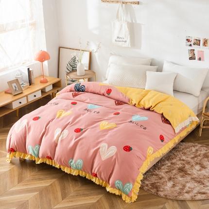 纽缦 2020新款加厚磨毛单被套 甜甜爱粉