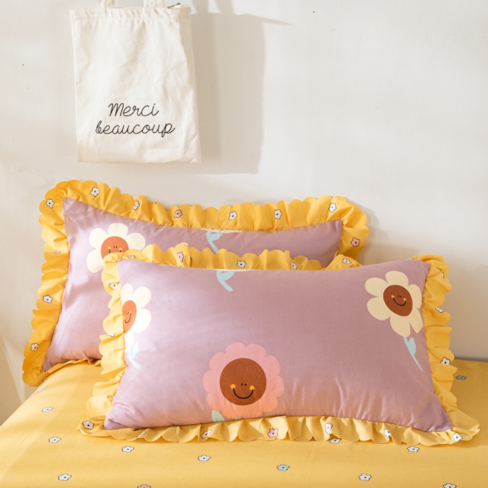 91家纺网 家纺一手货源 找家纺 纽缦 2020新款加厚磨毛床裙款四件套 楚楚花颜豆沙