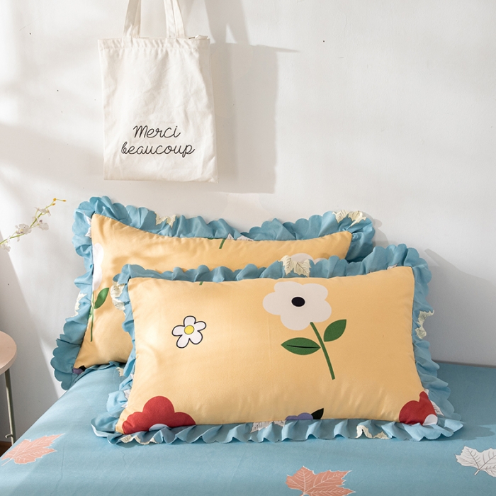 91家纺网 家纺一手货源 找家纺 纽缦 2020新款加厚磨毛床裙款四件套 春风里