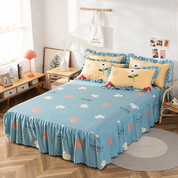 91家纺网 家纺一手货源 找家纺 纽缦 2020新款加厚磨毛床裙款四件套 春风里