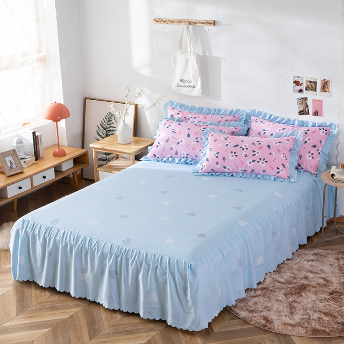 91家纺网 家纺一手货源 找家纺 纽缦 2020新款加厚磨毛床裙款四件套 漫漫花香