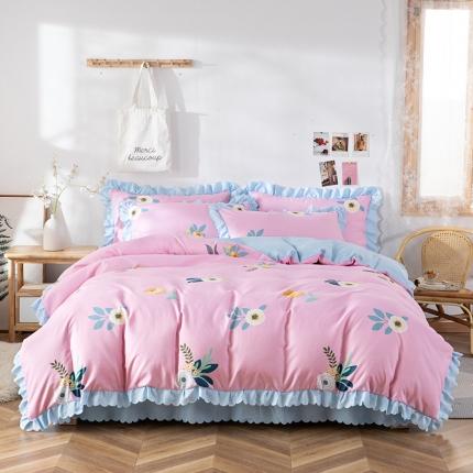 纽缦 2020新款加厚磨毛床裙款四件套 美丽人生